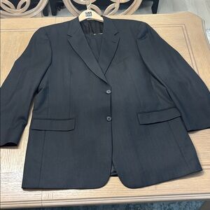 Austin Reed Mens Two Piece Suit 48L Dark Gray Stripe Fast Shipping!